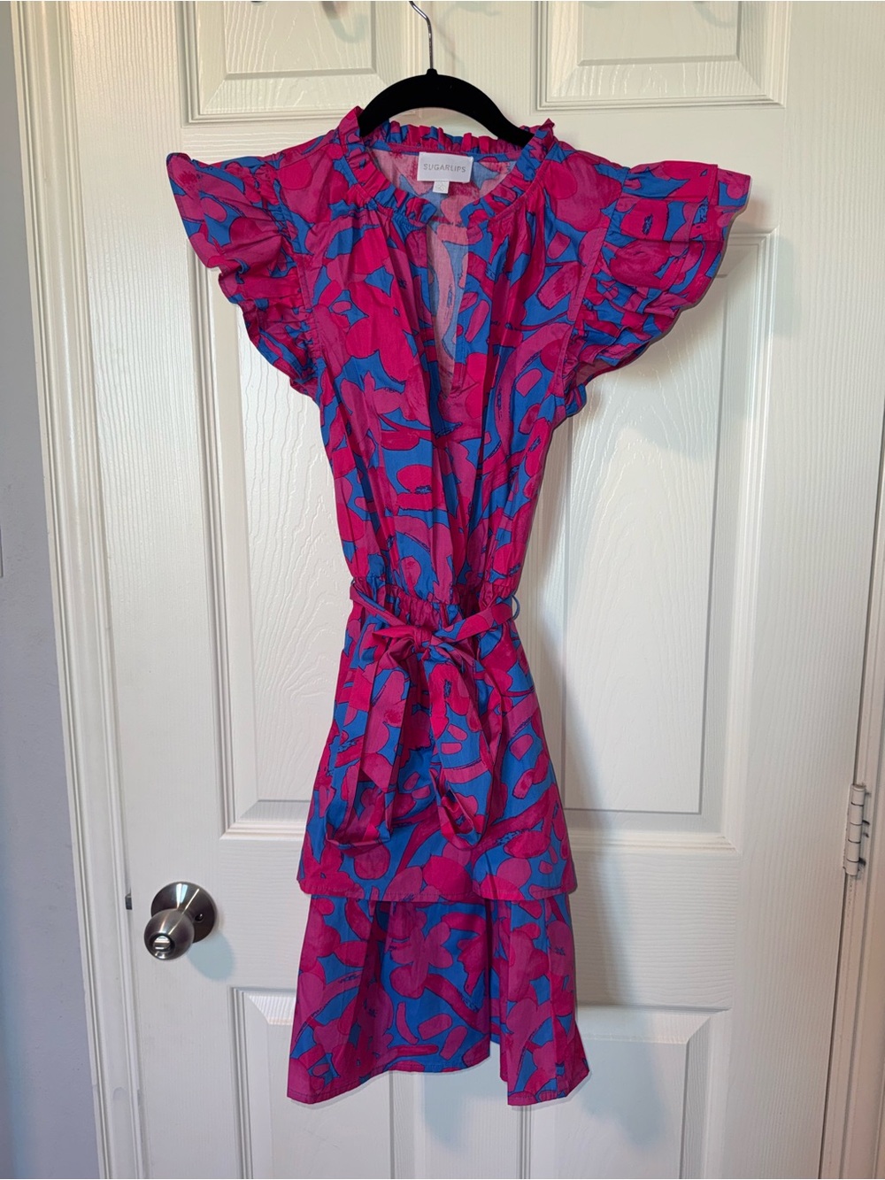 Sugarlips Pink & Blue Floral Ruffle Dress